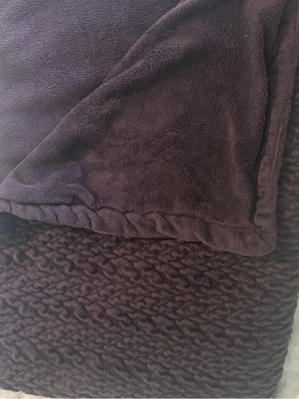Dark Purple Plush Textured Throw Blanket